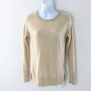 Halogen Women Cashmere Sweater Oatmeal Tan Crewneck Jumper Sz S